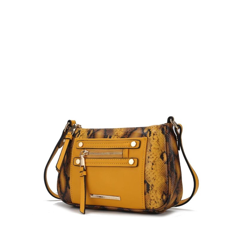 Shop Mkf Collection By Mia K Essie Snake Embossed Vegan Leather Crossbody In Yellow
