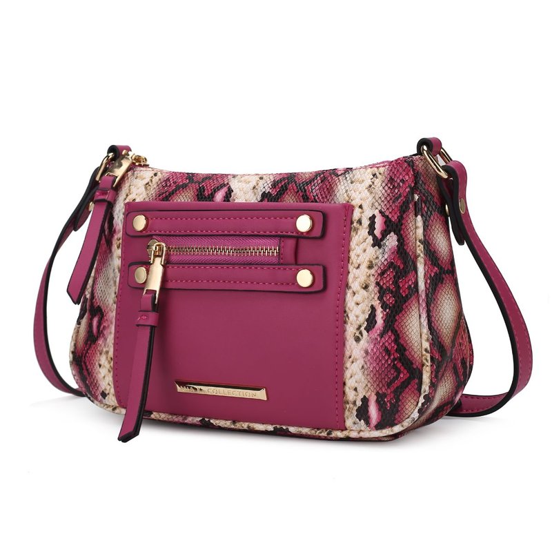 Mkf Collection By Mia K Essie Snake Embossed Vegan Leather Crossbody In Pink