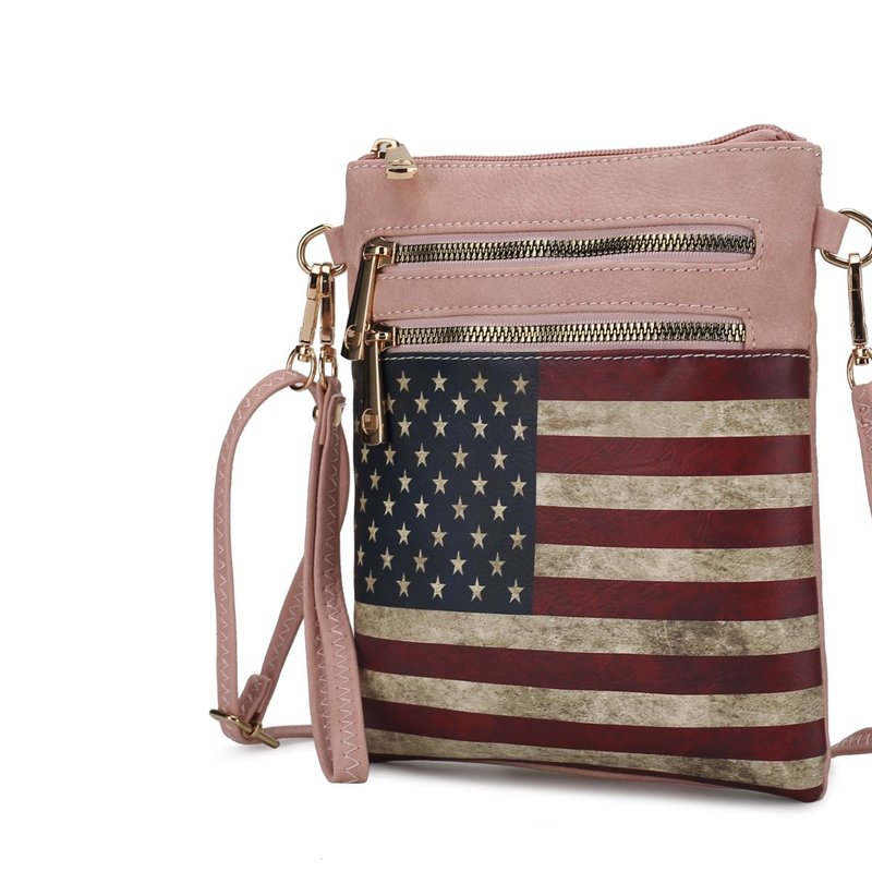 Mkf Collection By Mia K Genesis Printed Flag Vegan Leather Women's Crossbody Bag In Pink