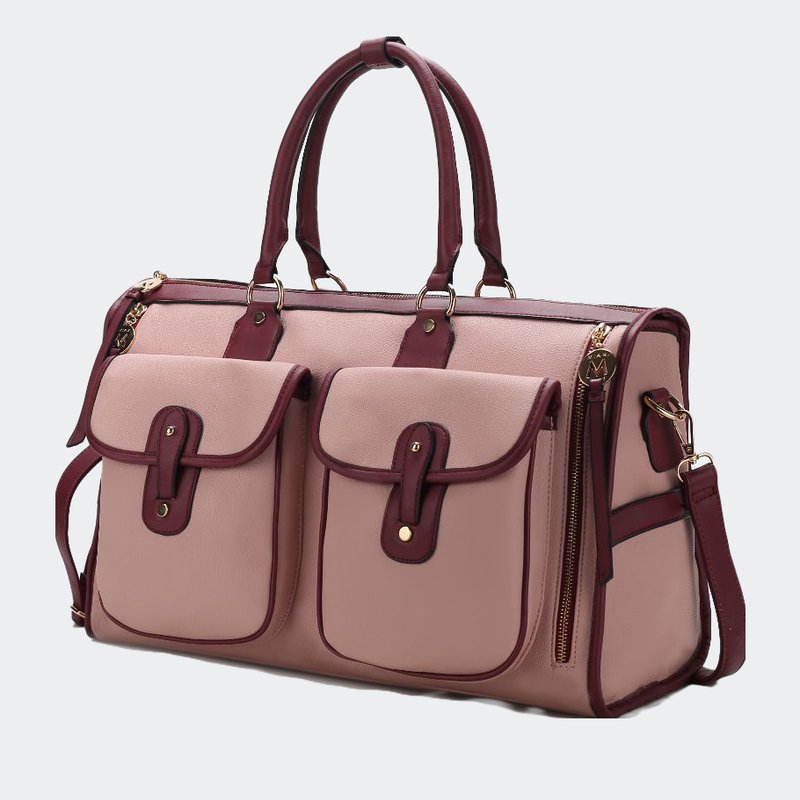 Mkf Collection By Mia K Genevieve Color Block Vegan Leather Women's Duffle Bag In Pink