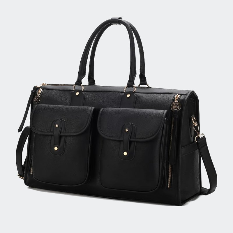 Mkf Collection By Mia K Genevieve Color Block Vegan Leather Women's Duffle Bag In Black