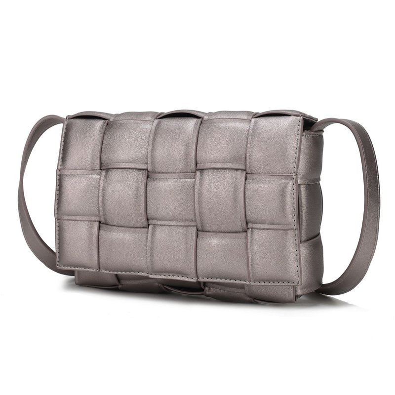 Mkf Collection By Mia K Ginger Woven Vegan Leather Women's Shoulder Bag In Grey