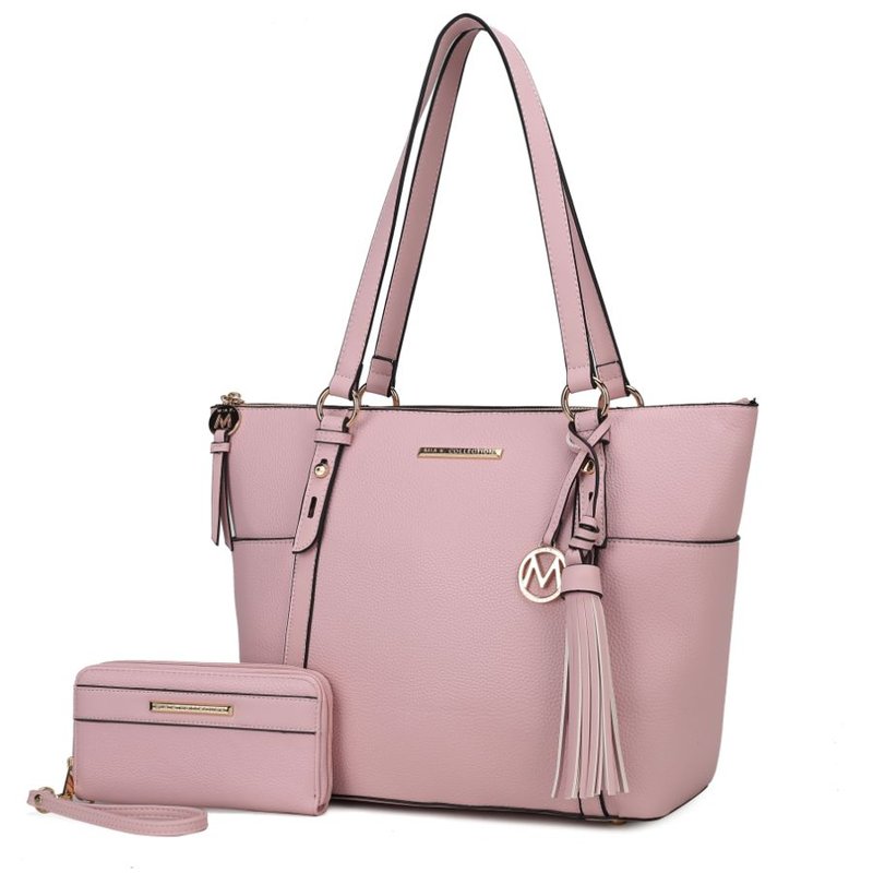 Mkf Collection By Mia K Gloria Vegan Leather Women's Tote Handbag With Wallet In Pink