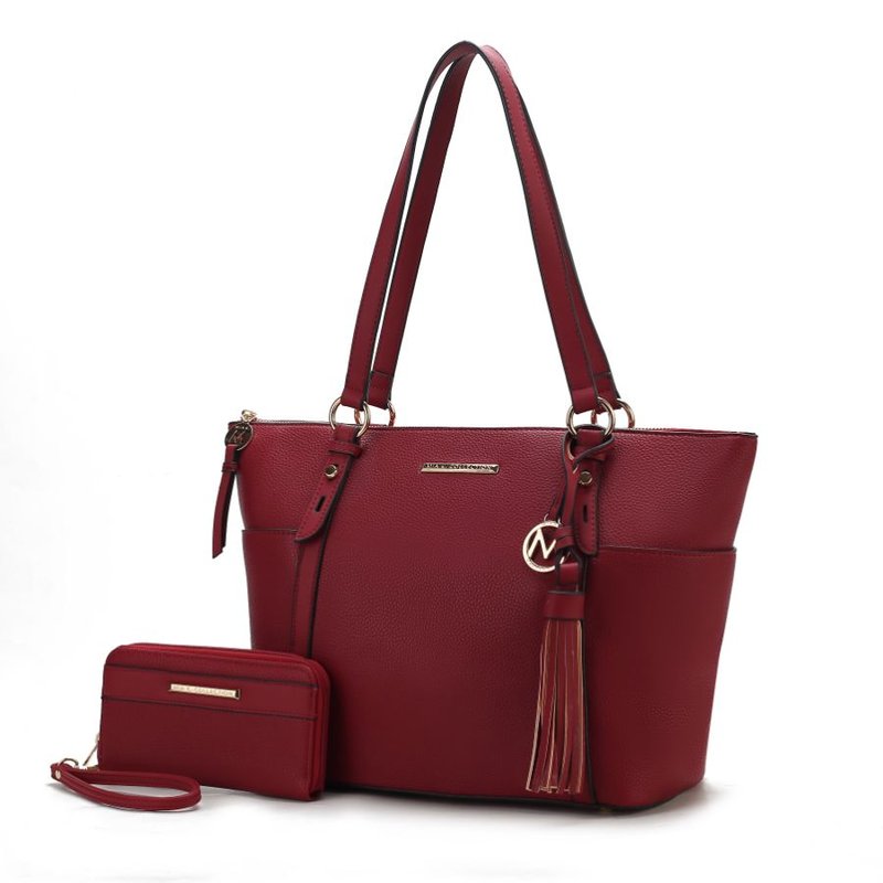 Mkf Collection By Mia K Gloria Vegan Leather Women's Tote Handbag With Wallet In Burgundy