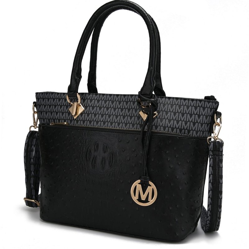 Mkf Collection By Mia K Grace Signature And Croc Embossed Tote Bag In Black
