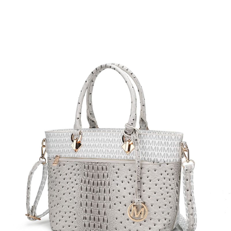 Mkf Collection By Mia K Grace Signature And Croc Embossed Tote Bag In White