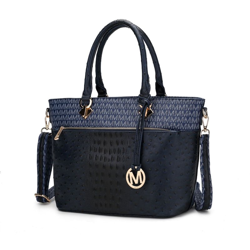 Mkf Collection By Mia K Grace Signature And Croc Embossed Tote Bag In Blue