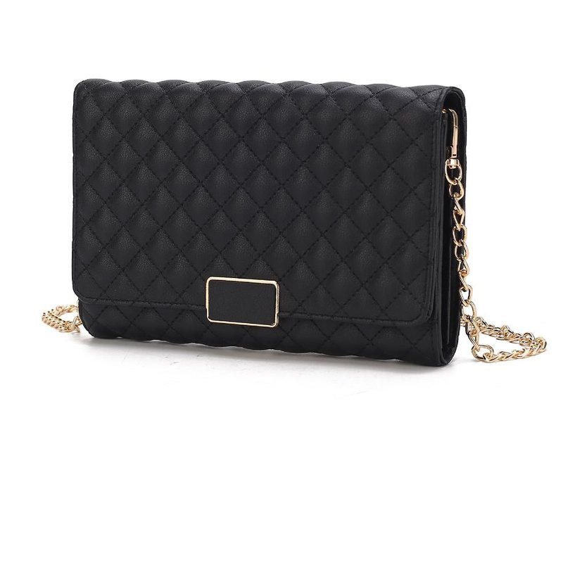 Mkf Collection By Mia K Gretchen Quilted Vegan Leather Women's Envelope Clutch Crossbody In Black