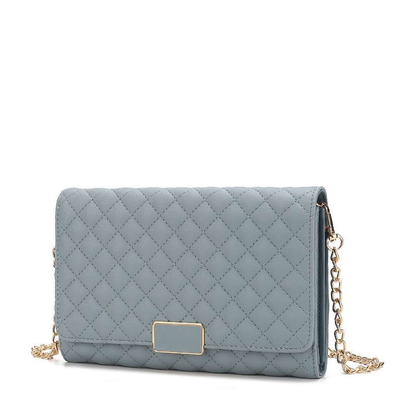 Mkf Collection By Mia K Gretchen Quilted Vegan Leather Women's Envelope Clutch Crossbody In Blue