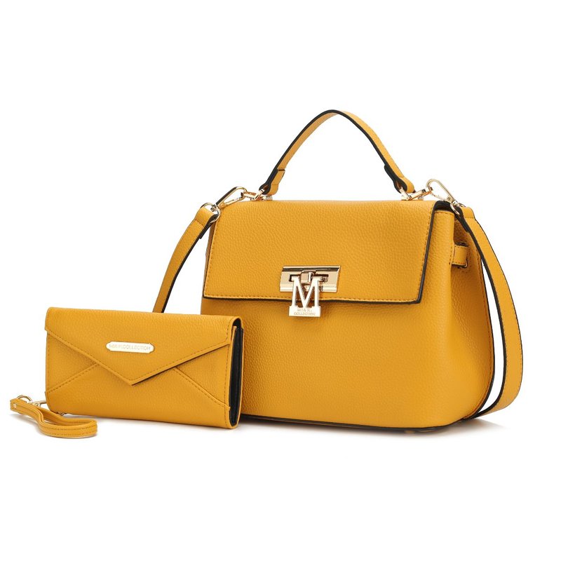 Mkf Collection By Mia K Hadley Vegan Leather Women's Satchel Bag With Wristlet Wallet In Yellow