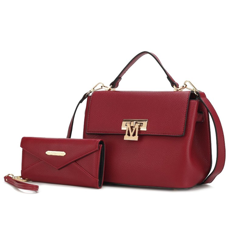 Mkf Collection By Mia K Hadley Vegan Leather Women's Satchel Bag With Wristlet Wallet In Red