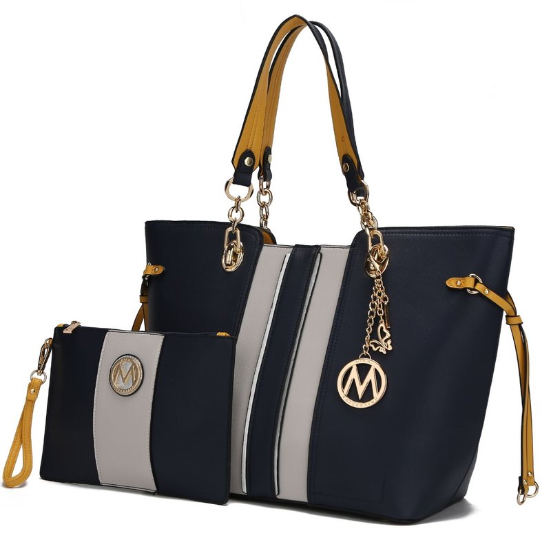 Mkf Collection By Mia K Holland Tote With Wristlet In Blue