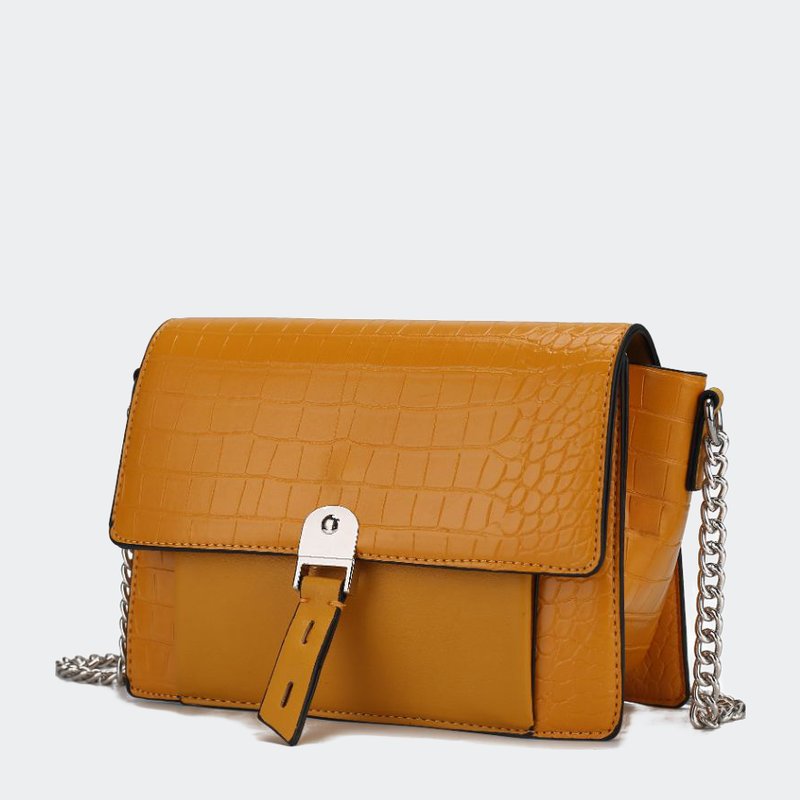 Mkf Collection By Mia K Hope Crocodile Embossed Vegan Leather Women's Shoulder Bag In Yellow