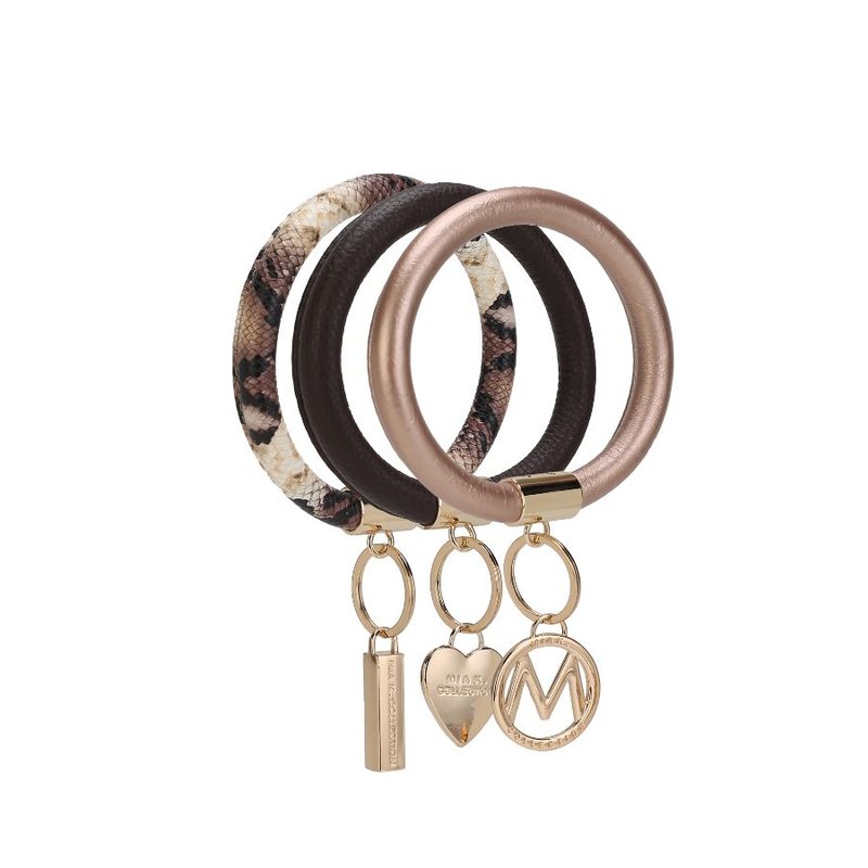 Mkf Collection By Mia K Jasmine Vegan Leather Women's Wristlet Keychain Set In Brown