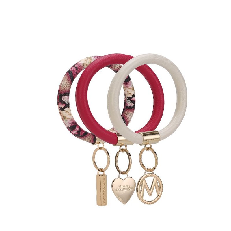 Mkf Collection By Mia K Jasmine Vegan Leather Women's Wristlet Keychain Set In Pink