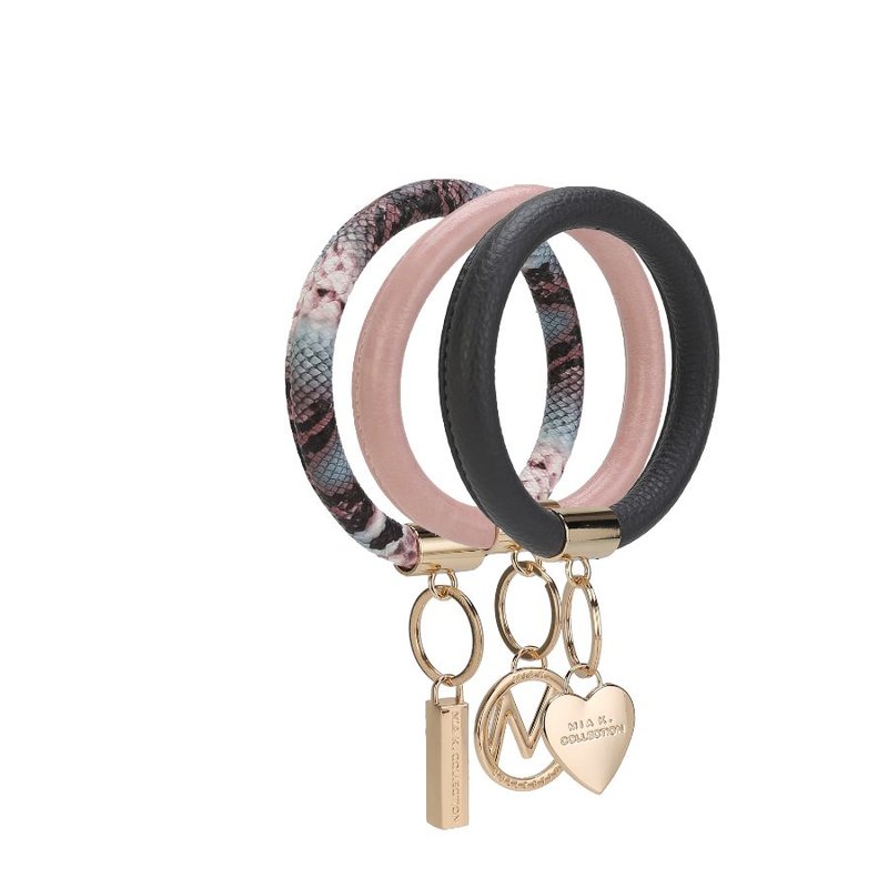 Mkf Collection By Mia K Jasmine Vegan Leather Women's Wristlet Keychain Set In Grey