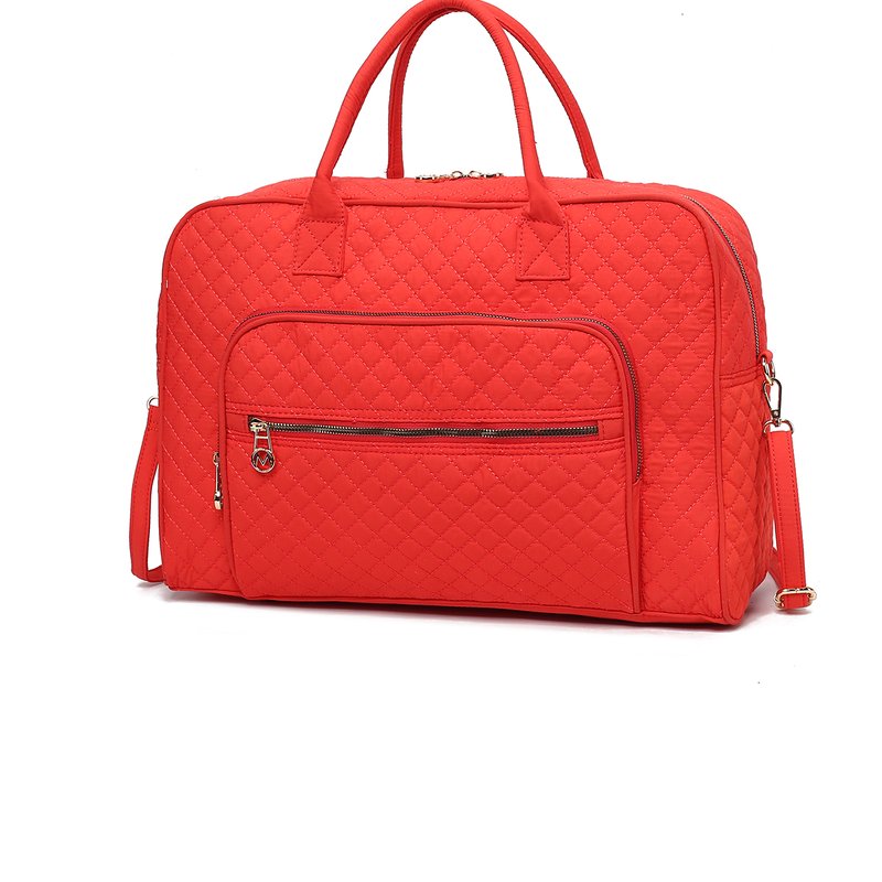 Shop Mkf Collection By Mia K Jayla Solid Quilted Cotton Women's Duffle Bag By Mia K In Orange