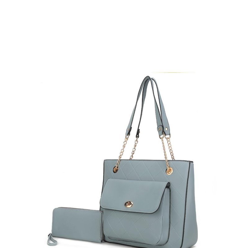 Shop Mkf Collection By Mia K Jenna Shoulder Bag And Wallet In Blue