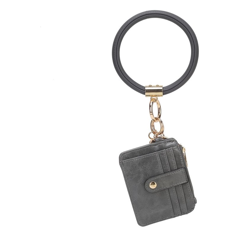 Mkf Collection By Mia K Jordyn Vegan Leather Bracelet Keychain With A Credit Card Holder In Grey
