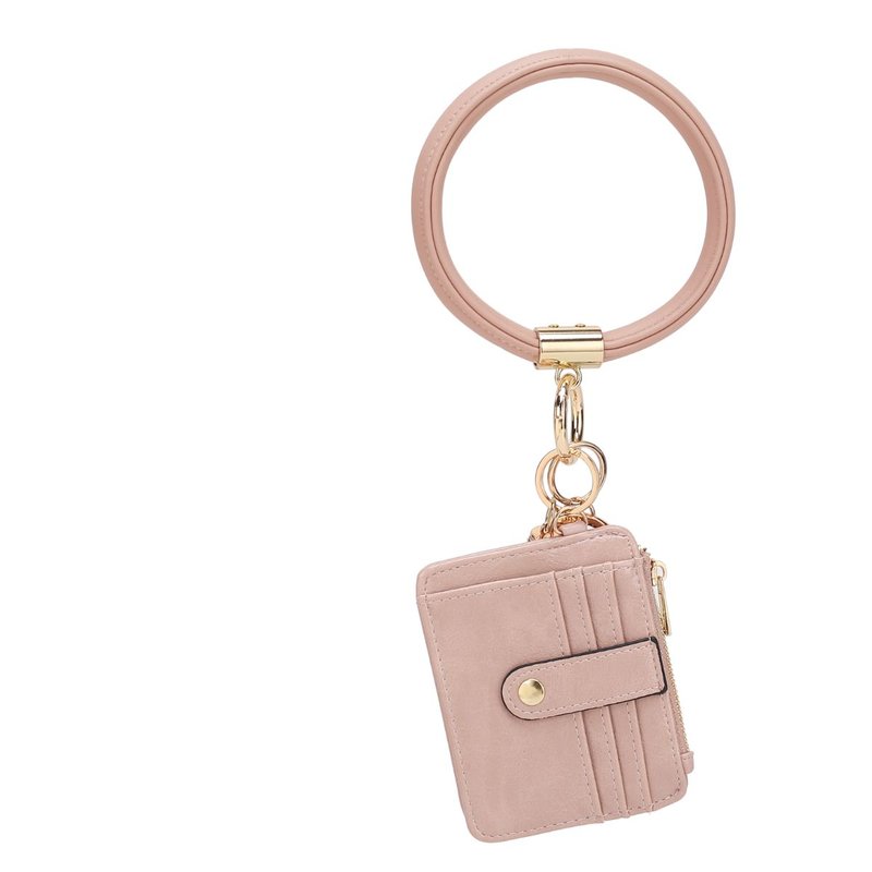 Mkf Collection By Mia K Jordyn Vegan Leather Bracelet Keychain With A Credit Card Holder In Gray