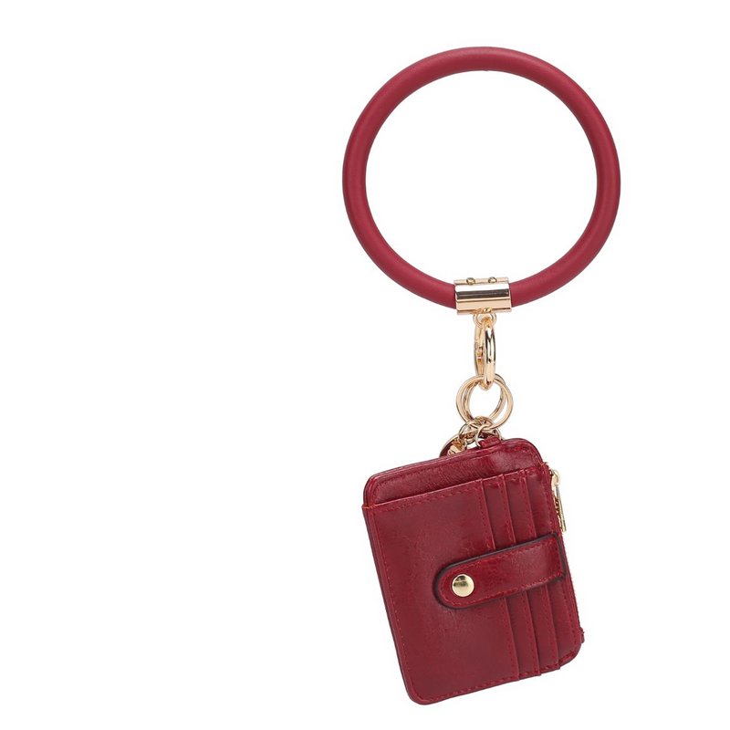 Mkf Collection By Mia K Jordyn Vegan Leather Bracelet Keychain With A Credit Card Holder In Red