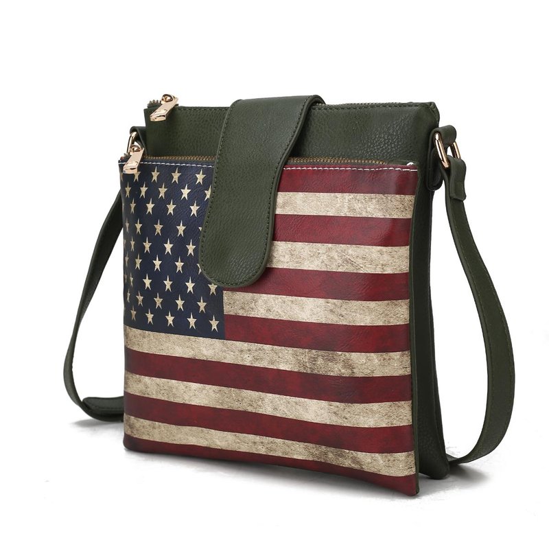 Shop Mkf Collection By Mia K Josephine Vegan Leather Women's Flag Crossbody Bag In Green