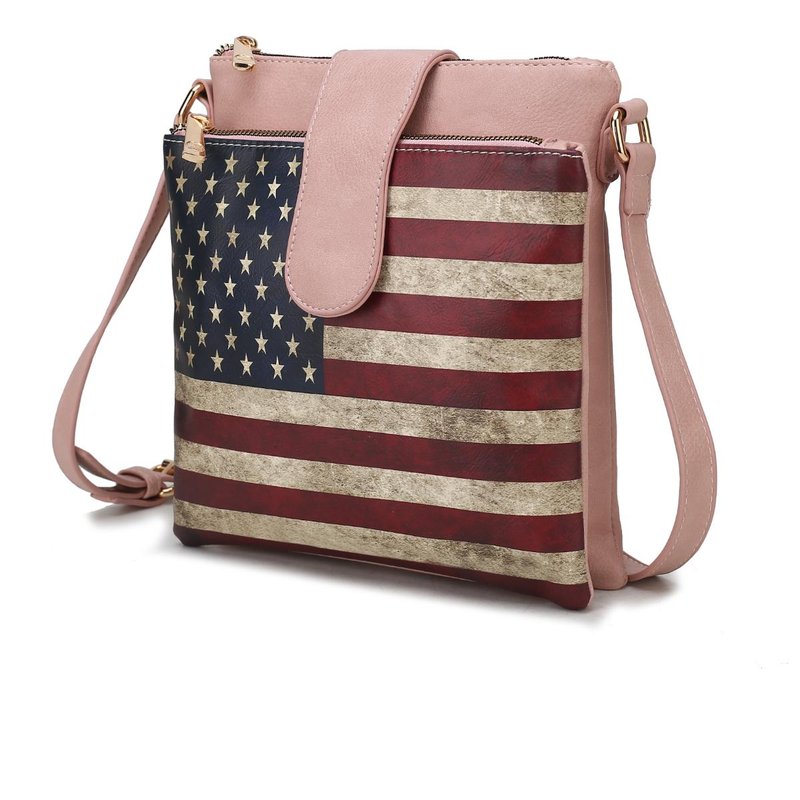 Shop Mkf Collection By Mia K Josephine Vegan Leather Women's Flag Crossbody Bag In Pink