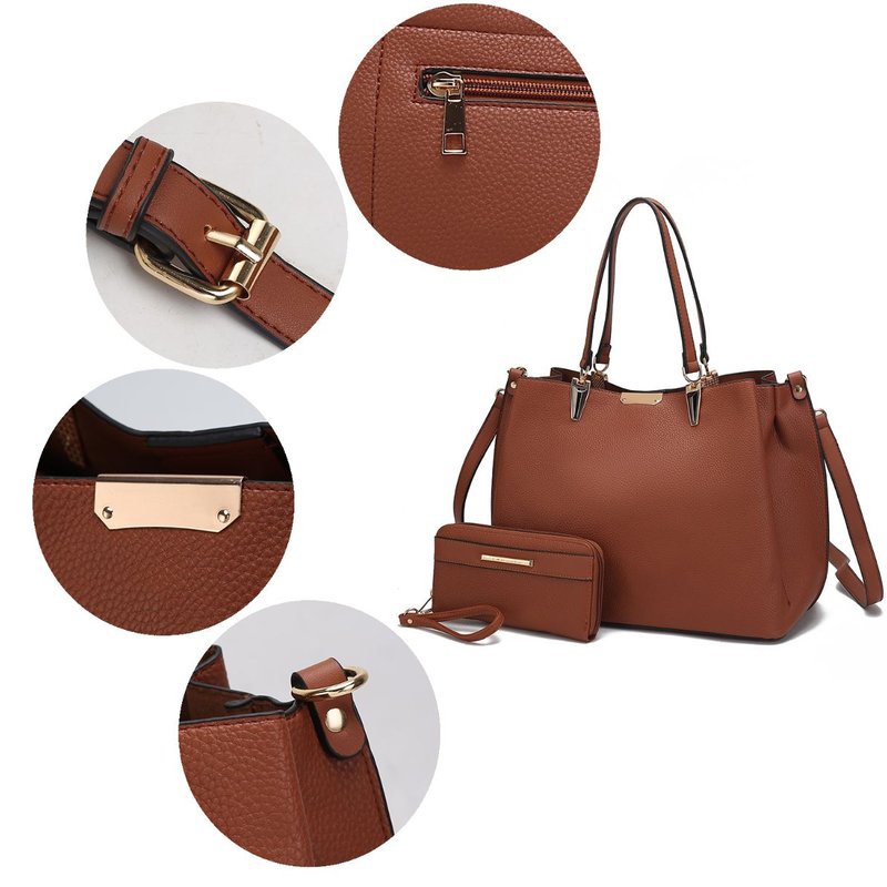 Shop Mkf Collection By Mia K Kane Satchel With Wallet In Brown