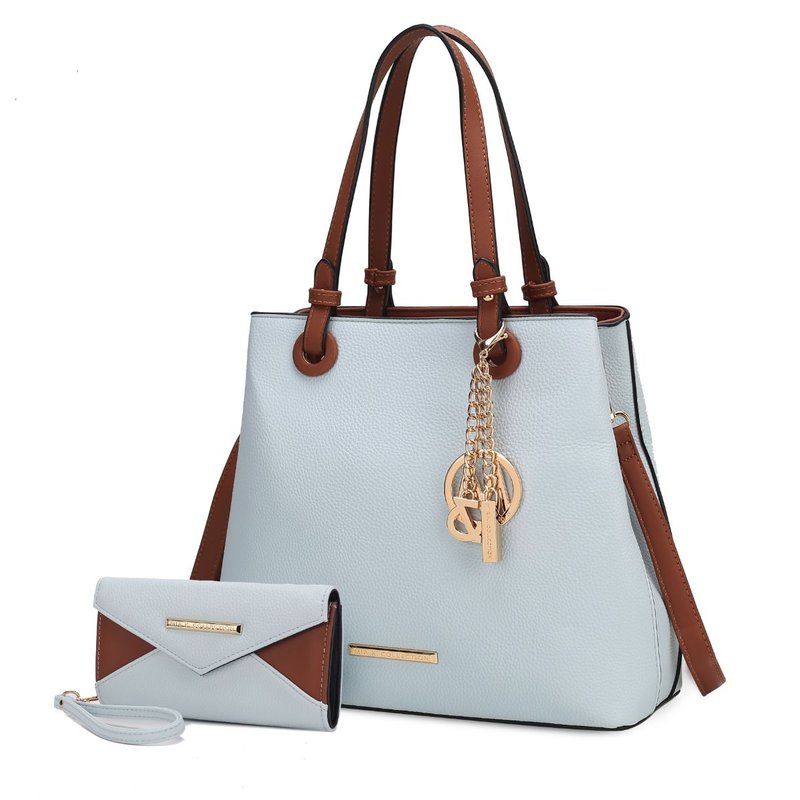 Mkf Collection By Mia K Kearny Vegan Leather Women's Tote Bag With Wallet In Blue
