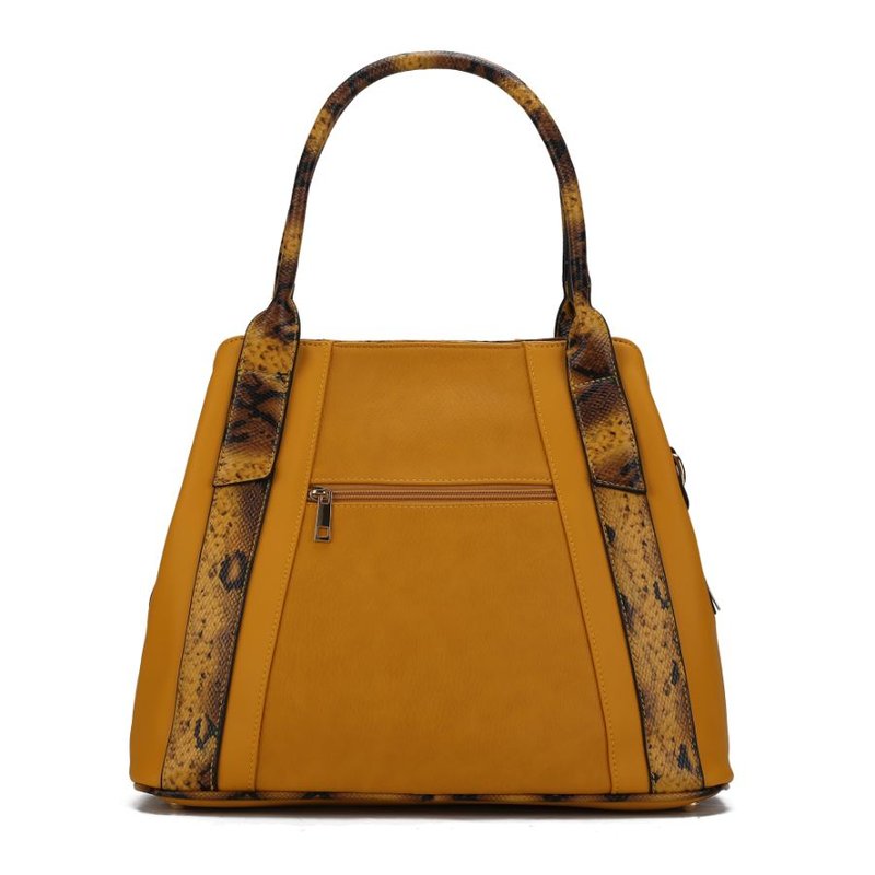 Shop Mkf Collection By Mia K Kenna Snake Embossed Vegan Leather Women's Tote Bag In Yellow