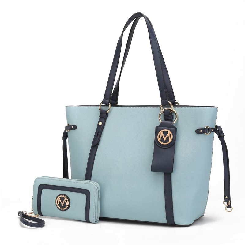 Mkf Collection By Mia K Kioea Tote With Wallet & Detachable Key-ring Set In Blue