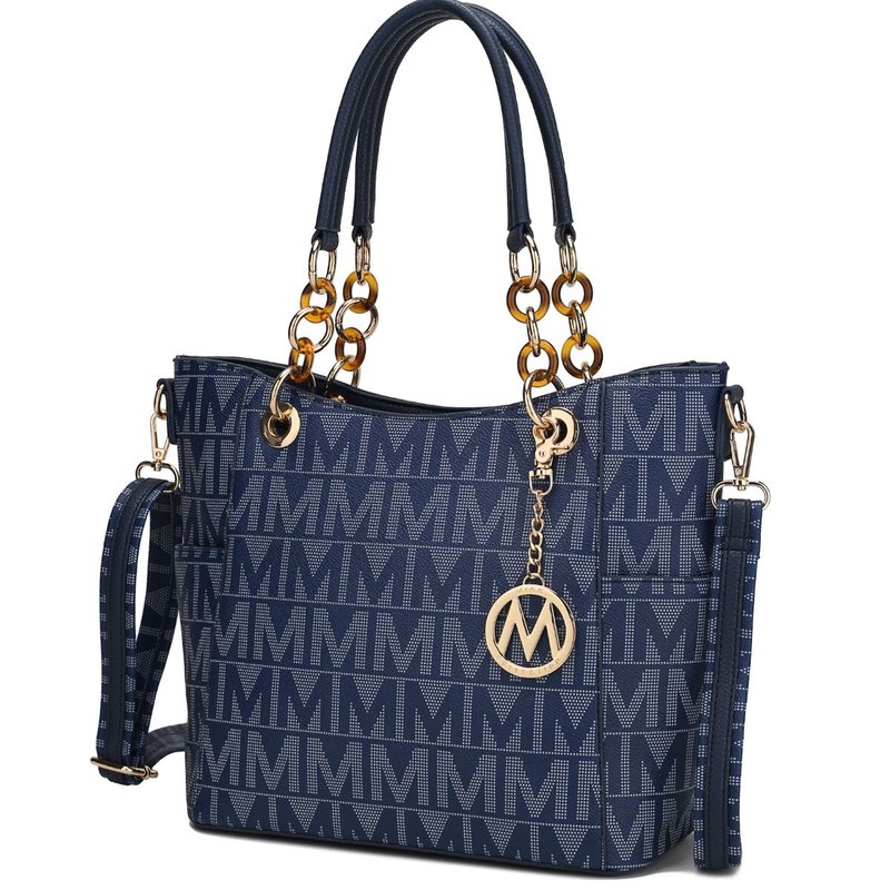 Mkf Collection By Mia K Kissaten Milan M Signature Tote Handbag In Blue