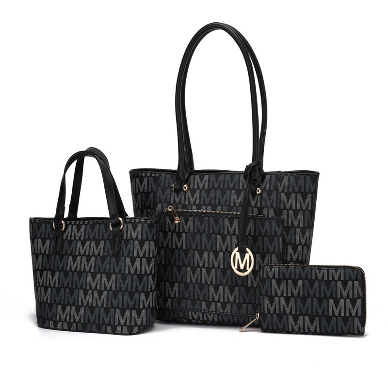 Mkf Collection By Mia K Lady Ii M Signature Tote & Wallet Set In Black