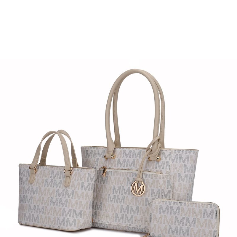 Mkf Collection By Mia K Lady Ii M Signature Tote & Wallet Set In White