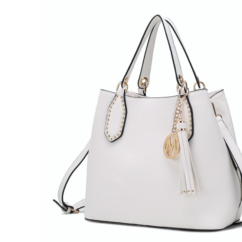 Mkf Collection By Mia K Lana Vegan Leather Women Satchel Bag In White
