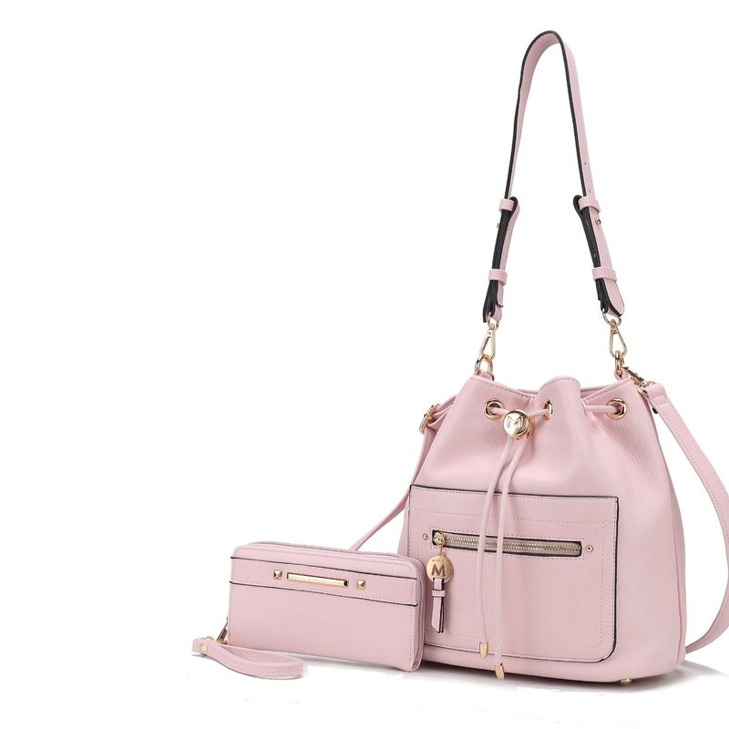 Mkf Collection By Mia K Larissa Vegan Leather Women's Bucket Bag With Wallet In Pink