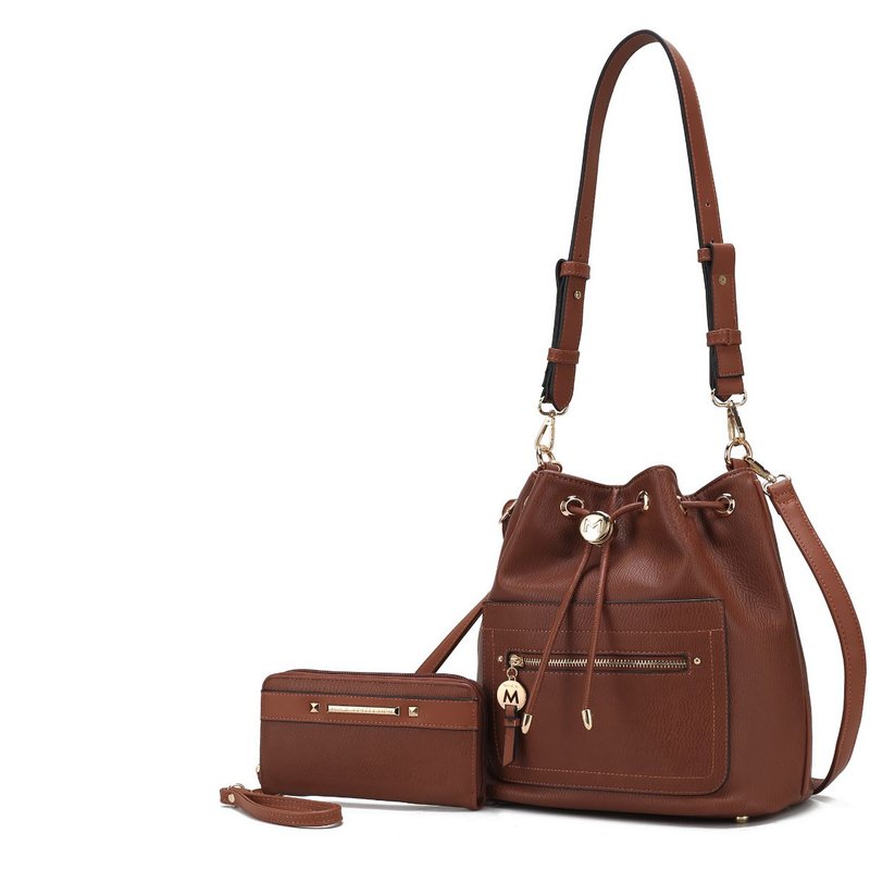 Mkf Collection By Mia K Larissa Vegan Leather Women's Bucket Bag With Wallet In Brown