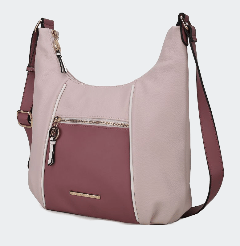 Mkf Collection By Mia K Lavinia Color-block Vegan Leather Women's Shoulder Bag In Pink