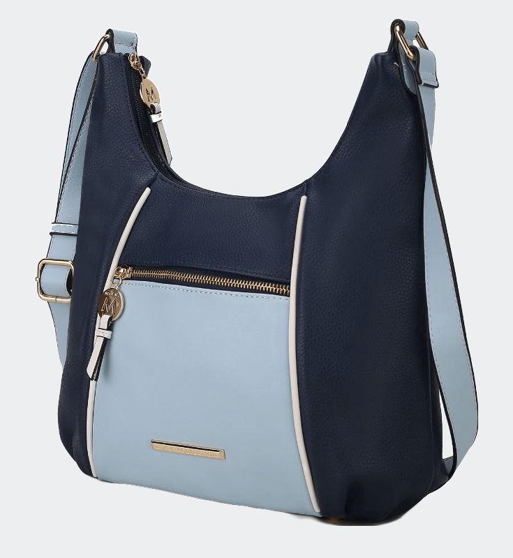 Mkf Collection By Mia K Lavinia Color-block Vegan Leather Women's Shoulder Bag In Blue