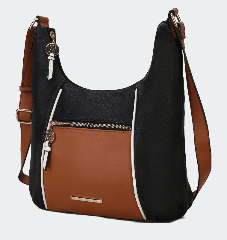 Mkf Collection By Mia K Lavinia Color-block Vegan Leather Women's Shoulder Bag In Brown
