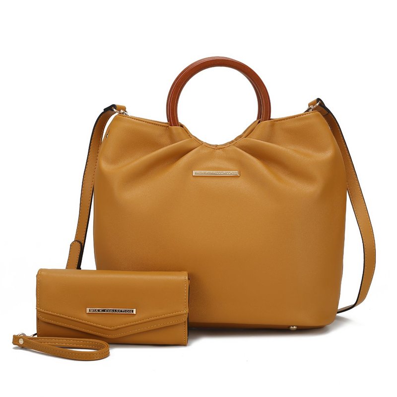 Mkf Collection By Mia K Leilani Vegan Leather Tote Bag With Wallet In Yellow