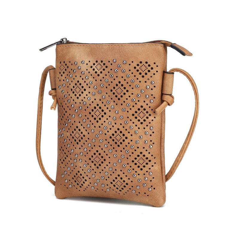 Mkf Collection By Mia K Leysha Vegan Leather Crossbody Handbag In Brown