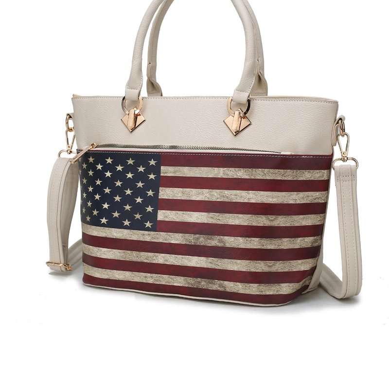 Shop Mkf Collection By Mia K Lilian Vegan Leather Women's Flag Tote Bag In White