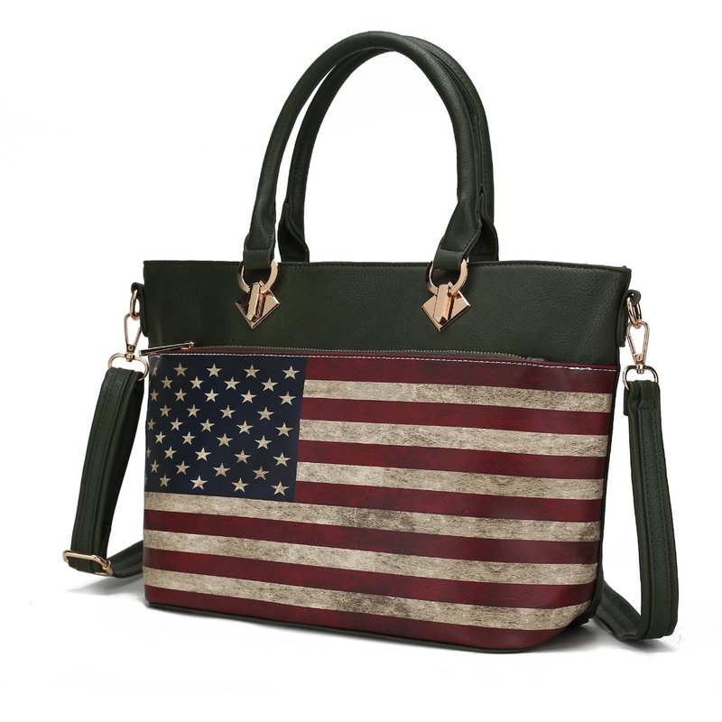 Shop Mkf Collection By Mia K Lilian Vegan Leather Women's Flag Tote Bag In Green