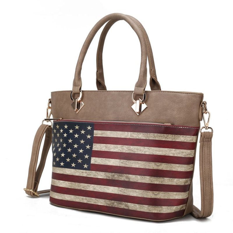 Mkf Collection By Mia K Lilian Vegan Leather Women's Flag Tote Bag In Brown