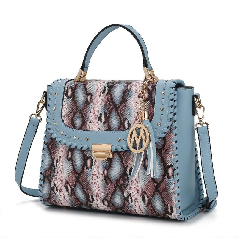 Mkf Collection By Mia K Lilli Vegan Leather Satchel Handbag In Blue