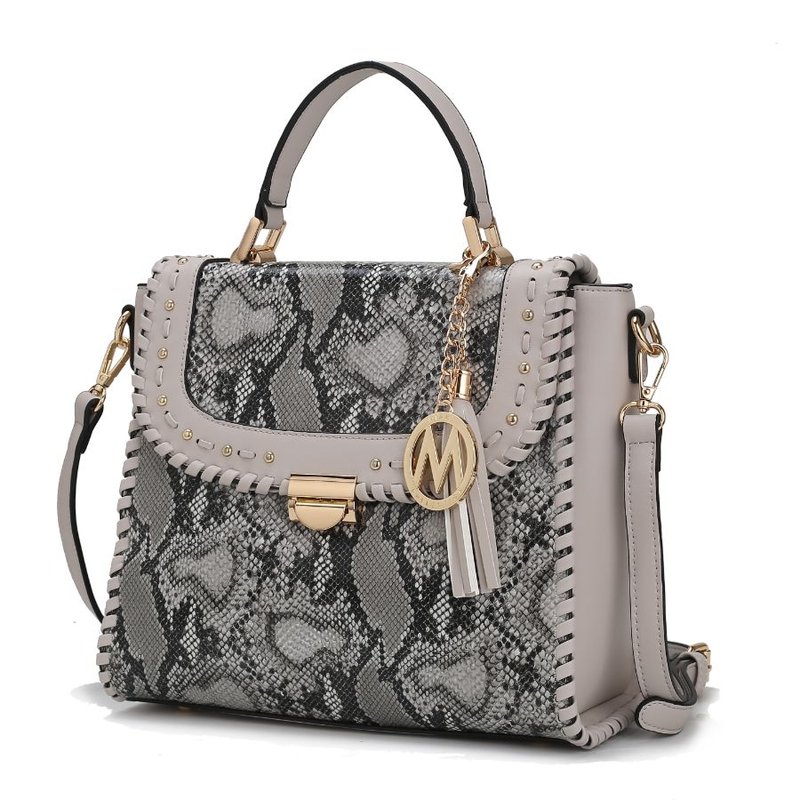 Mkf Collection By Mia K Lilli Vegan Leather Satchel Handbag In Grey