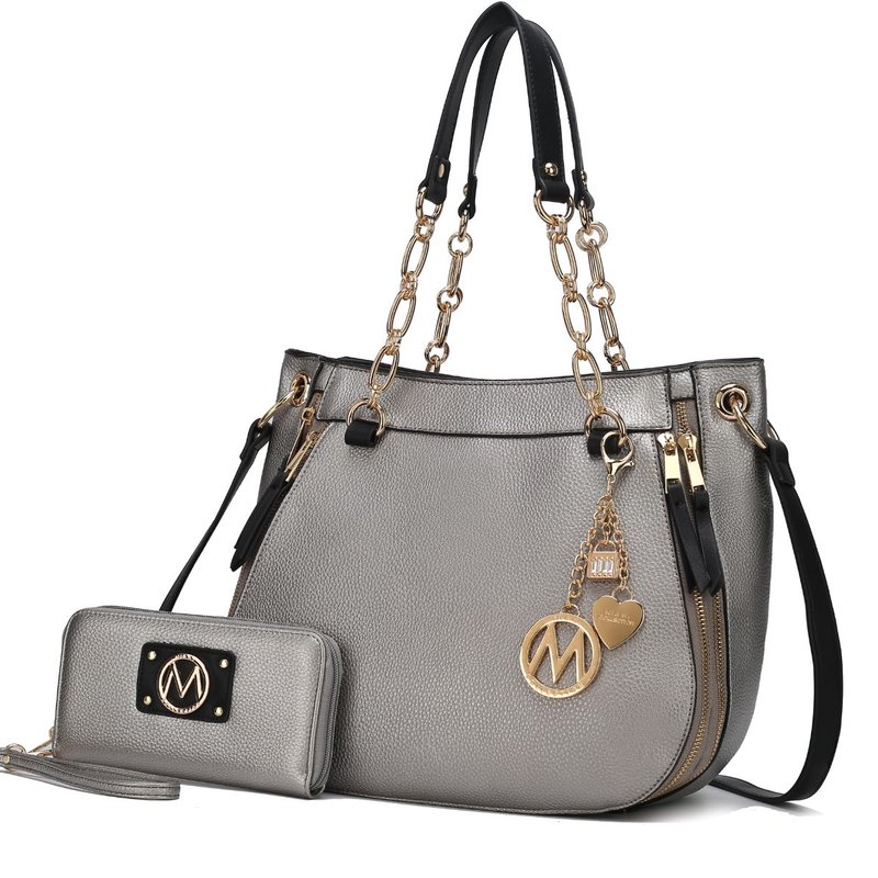 Mkf Collection By Mia K Lina Vegan Leather Women's Shoulder Bag In Grey