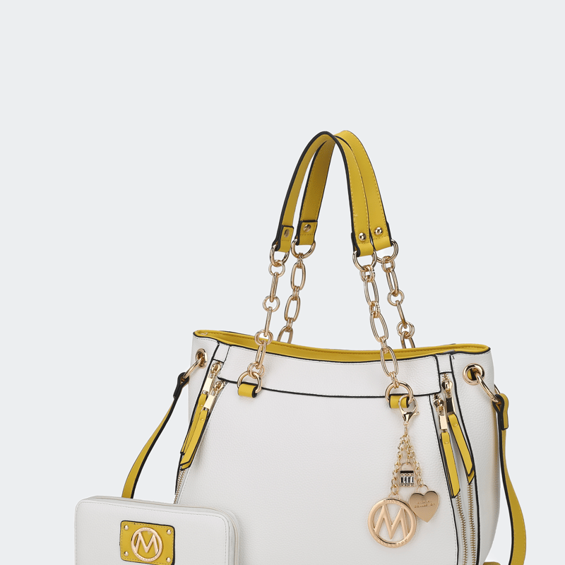 Mkf Collection By Mia K Lina Vegan Leather Women's Shoulder Bag In White