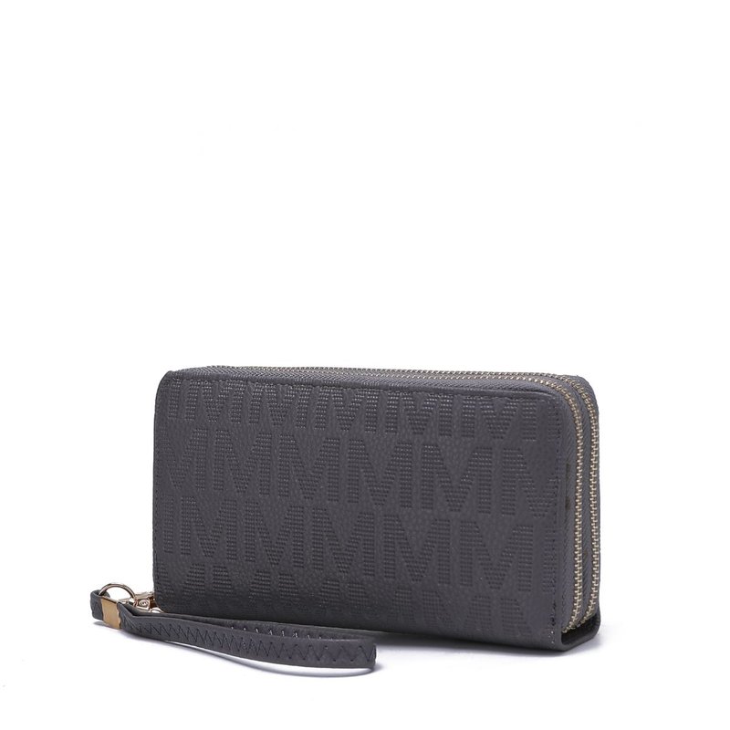 Mkf Collection By Mia K Lisbette Embossed M Signature Wallet In Grey